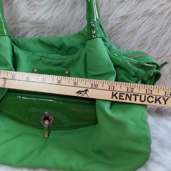 Kate Spade Green Nylon and Patent Leather Shoulder Bag - Picture 9 of 12